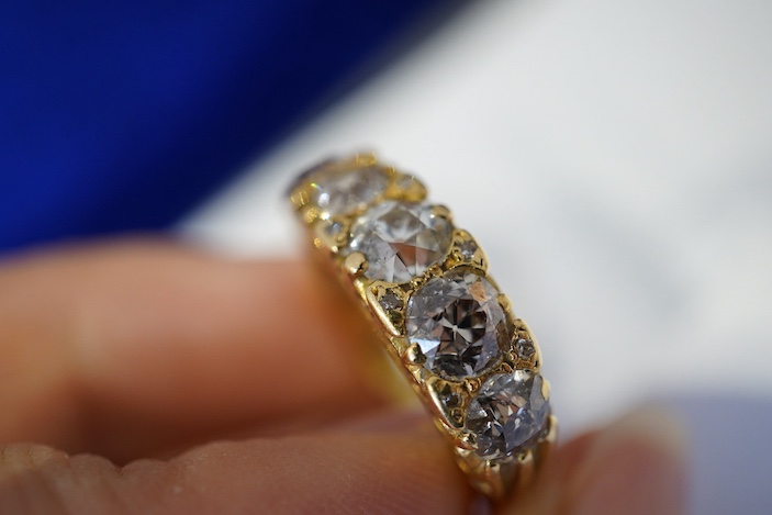 A five-stone diamond ring, circa 1900
